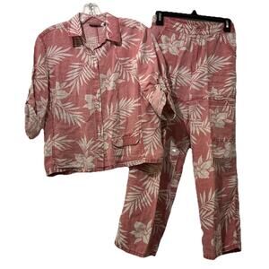 Chicos Design Vintage Linen 2 Piece Outfit Size 0/S/4 Vacation Travel Resort